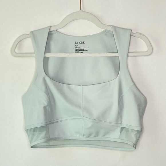 Le Ore Sky Blue Mesh Cropped Yoga Bra Top Large Activewear Athleisure #FF - Picture 1 of 6